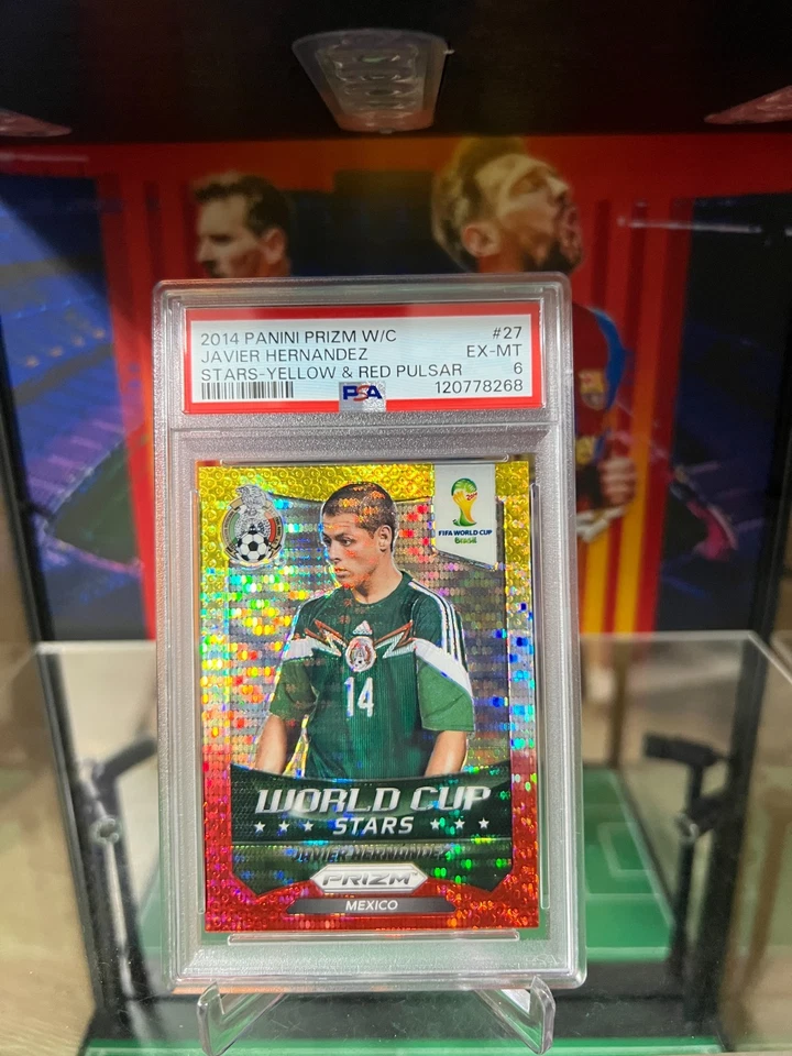 2014 Panini Prizm World Cup Stars JAVIER HERNANDEZ Stars-Yellow & Red #27 PSA 6 - Image 3 of 4