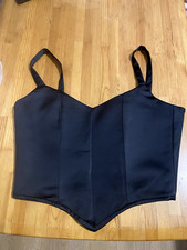 Black Structured Silk Corset Style Crop Top Size S/M 8-10