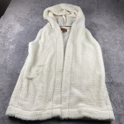 Koolaburra by UGG Sherpa Hooded Vest Womens Small Ivory Mid Length Open