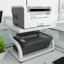 2 Tiers Wood White Home Office Desktop Printer Stand Laser Printer Copier Sta...