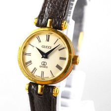 GUCCI Vintage Women's 2000L SherryLine Wristwatch Gold 21mm New Battery