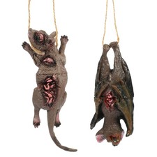  Realistic Rat Toy Horror Decor Fake Bat Dead Animal Halloween Prop
