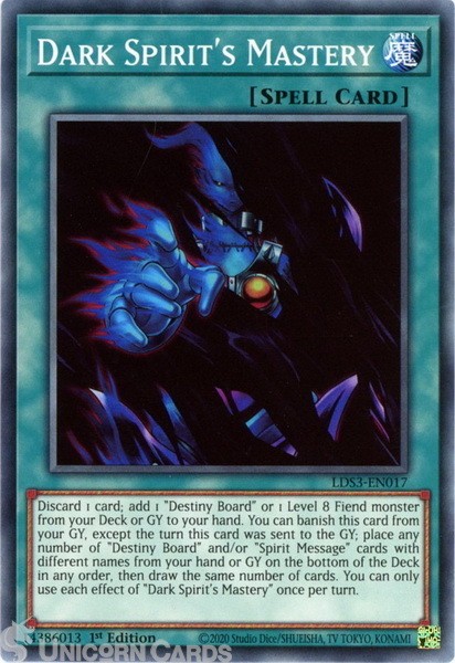 LDS3-EN017 Dark Spirit's Mastery :: Common 1st Edition Mint YuGiOh Card