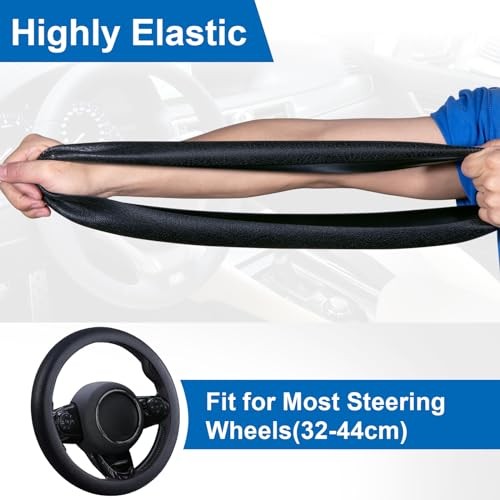 Spurtar Car Steering Wheel Cover for Women Men Car Accessories, Silicone Black