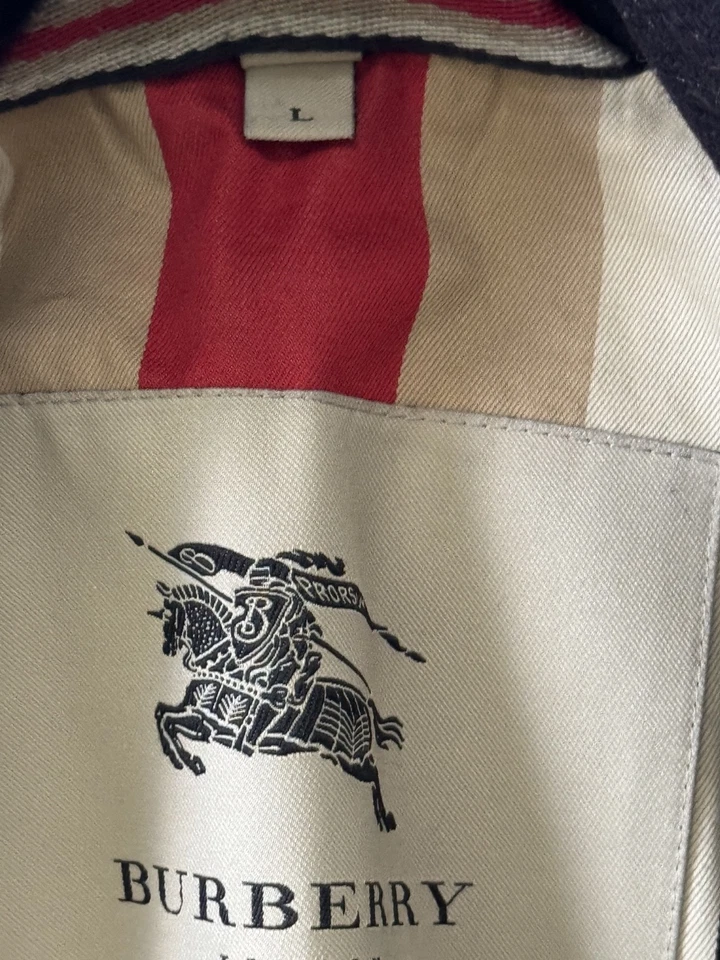 BURBERRY MEN DARK BLUE OFFICER WOOL OVERCOAT SIZE LARGE-FREE SHIPPING- - Image 4 of 4