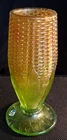 🔥Mint Lime Green Northwood Carnival Glass Corn Vase W Stalk Base owned 65+ yrs.