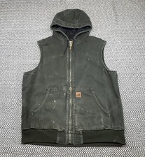 Carhartt MENS XL 100121 316 Canvas Hooded Active Vest Moss Green Y2K