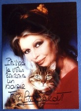 Photo BRIGITTE BARDOT vrai autographe (12,5 x 17,5 cm) Signed Chat 1989