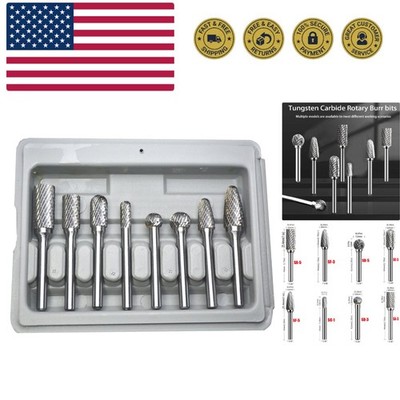 Carbide Burr Set 1/4'' Shank Die Grinder Bits Double Cut Solid Tungsten Carbi...