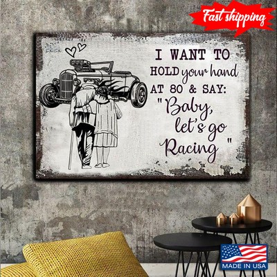 Vintage Old Couple &amp Hot Rod Car I Want To Hold Your Hand At 80 &amp Say �...