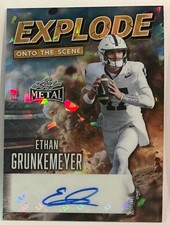 2026 Hoja de Metal Ethan Grunkemeyer Autógrafo Explosión Cristal Dorado #d 1/1