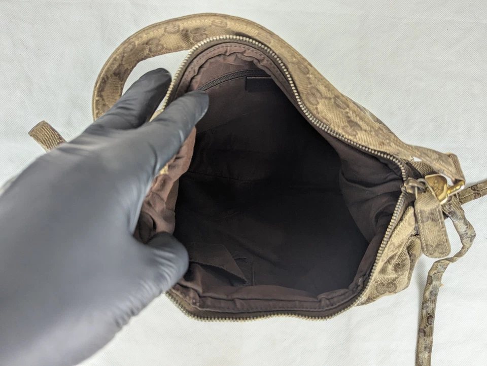 Authentic GUCCI Beige/Ebony Crystal Web Stripe Small Shoulder Bag Made in Italy - Image 4 of 4