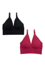 Rhonda Shear Women's 2-pack Rose Jacquard Ahh Bra Set Black/Beet