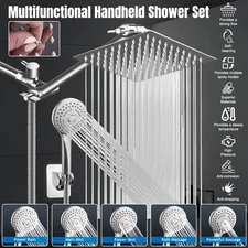 8" Wide Rain Shower Head with Handheld Spray Combo High Pressure Adjustable Arm