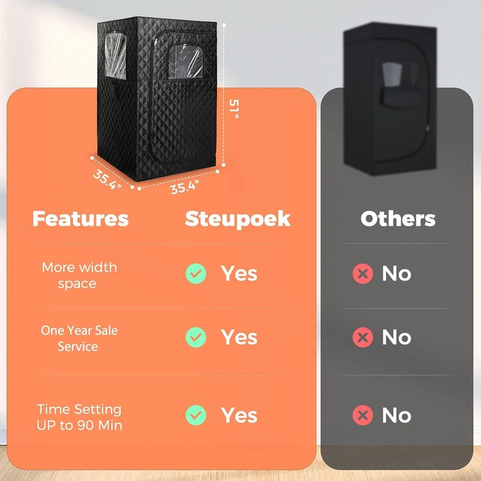 Tienda de sauna de vapor portátil mejorada para el hogar con generador de 2,6 L y control remoto Foto 2 de 4