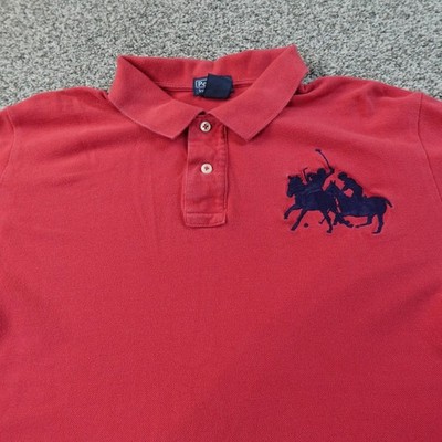VTG Ralph Lauren Polo Shirt Mens S Red Big Pony Stampede Dual