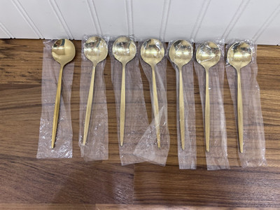 7 Pcs Gold Stainless Steel Teaspoon 5.1 Inch Coffee & Tea Spoon, Demitasse Coffe