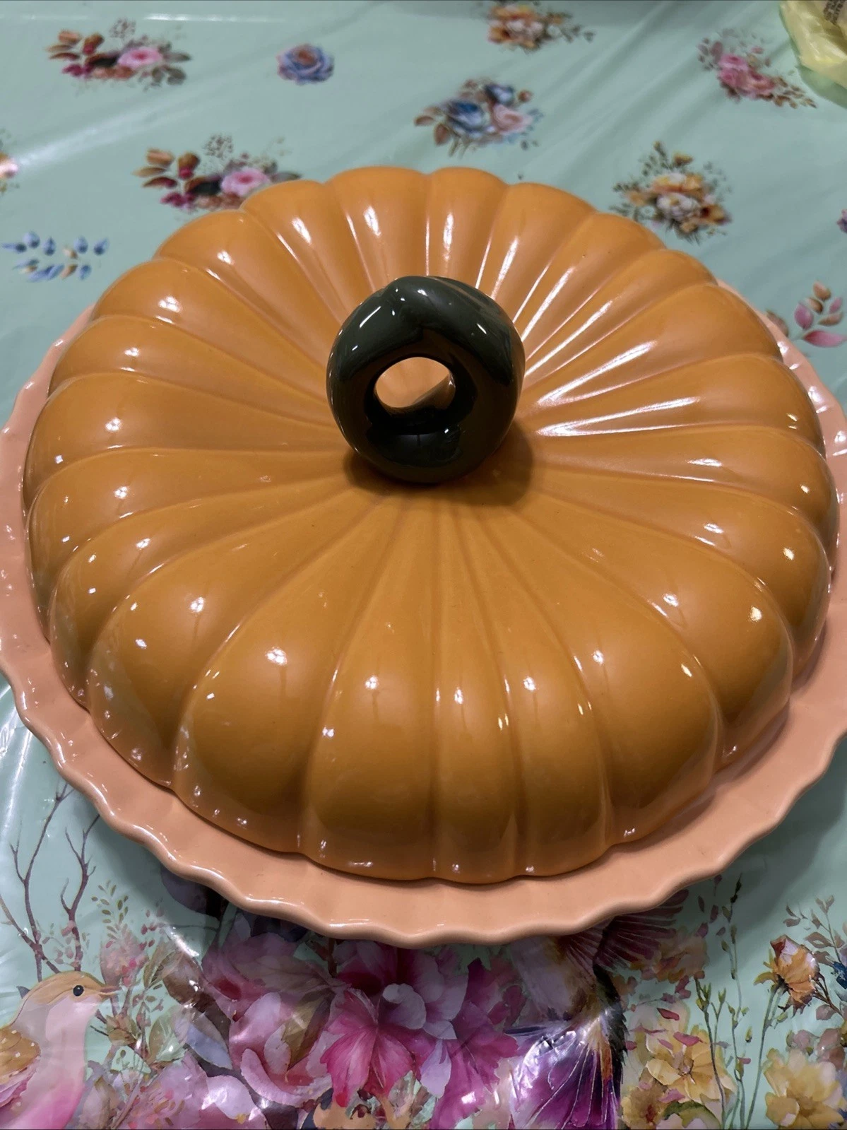 Vintage Pumpkin Pie Covered Pie Plade Dish w/ Recipe