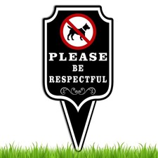 Please Be Respectful Dog Sign, 12x6 Double Sided inches, Black Set 1