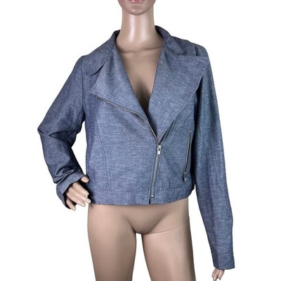 JILL JILL STUART BLUE BIKER JACKET MEDIUM