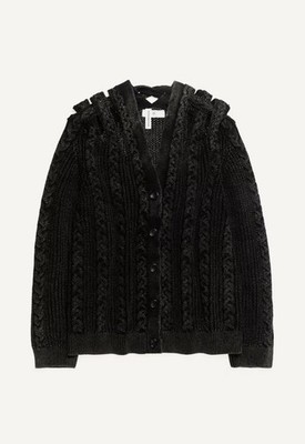 Ready To  GLENN MARTENS H&M Cotton Aran Cable Knit Cardigan Jumper Top  L 16 18