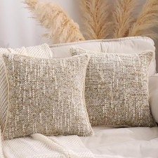 Boho Throw Pillow Covers 18x18 Set of 2 Cozy Farmhouse Pillow Covers with