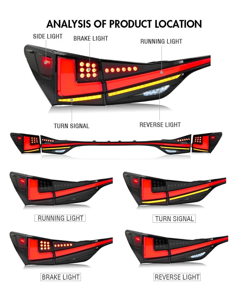 Smoke Rear Full LED Tail Lights For Lexus GS350 GS200t GSF 2012-2021 Sequential Foto 3 de 4