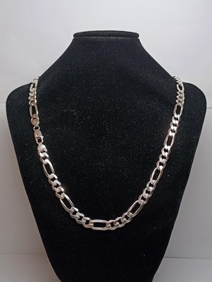 Echte massive 925 Sterling Silber Figaroo Halskette Made in Italy - 8 mm - 58,7 Gramm