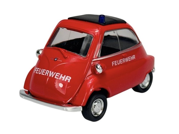 Welly Bmw Isetta Fire Brigade Feuerwehr Red 1:34 Die Cast Metal Model New In Box-image