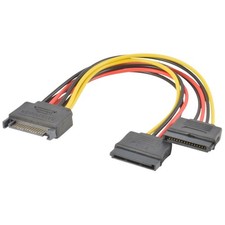SATA Power 15-pin Y-Splitter Cable Adapter Male to Female for HDD Hard Drive