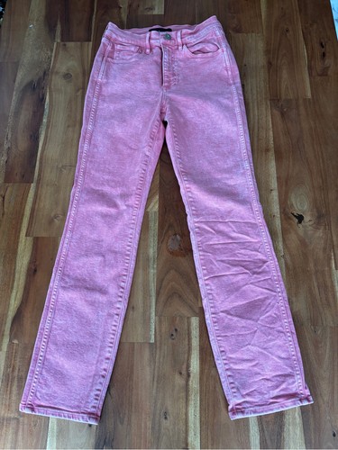 3x1 NYC Pink Garment Dyed Straight Leg Jeans Womens 27 Size Estimated Tag Cut