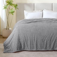 BEDELITE Fleece Blanket, Large King Size for Bed, 3D Jacquard Decorative Grey...