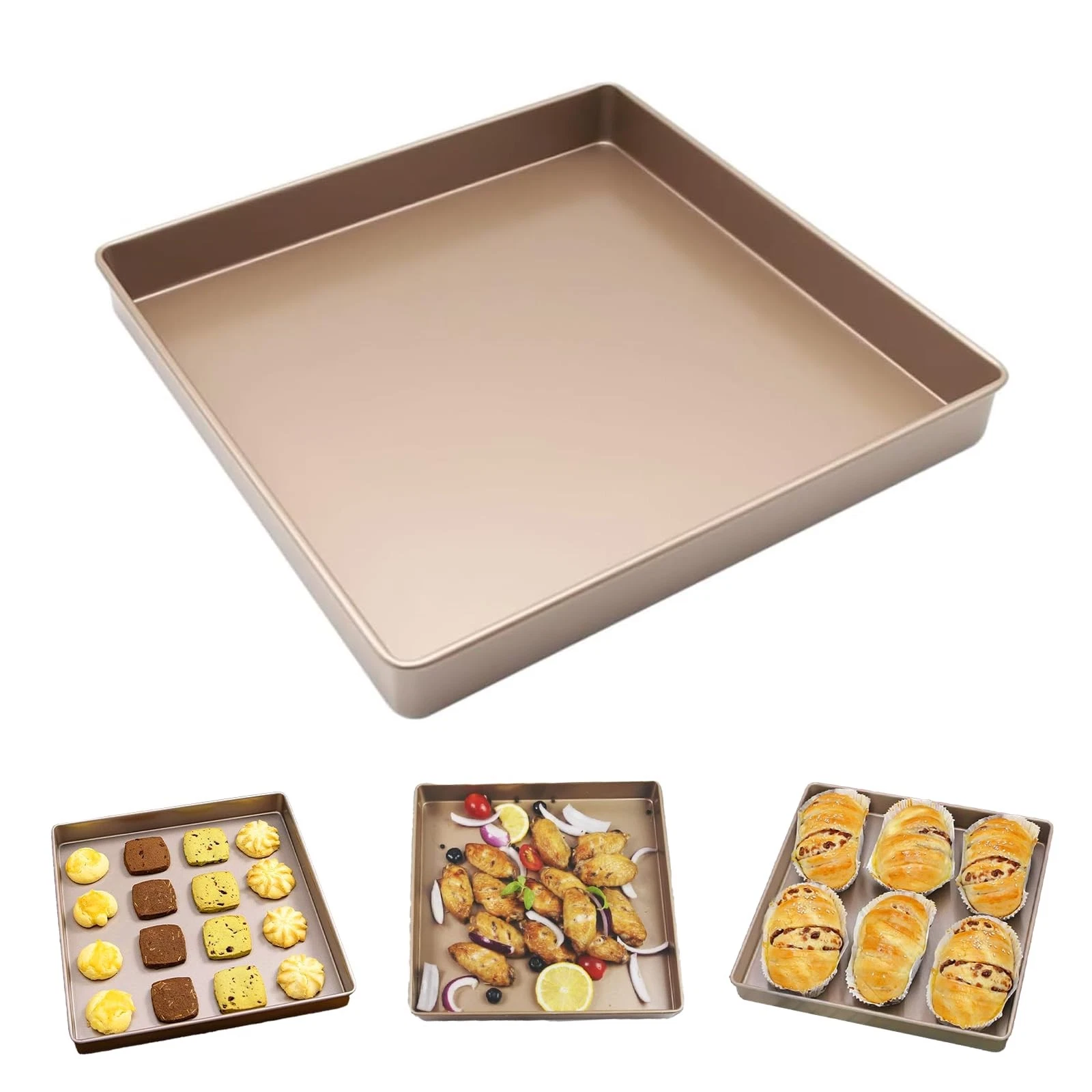 11 Inch Square Cake Pan, 2 Inch Deep Baking Pan Nonstick Cookie Sheet Brownie...