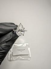 Solid 925 Sterling Silver Pear cut with Hidden Halo Moissanite Ring Size 5