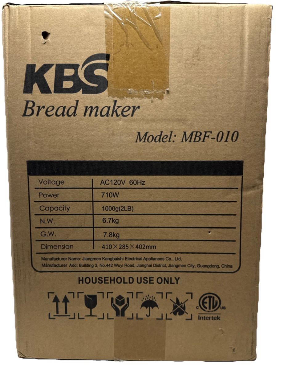 KBS Bread Maker Machine MBF-010, AC120V 60Hz, 710W, Adjustable