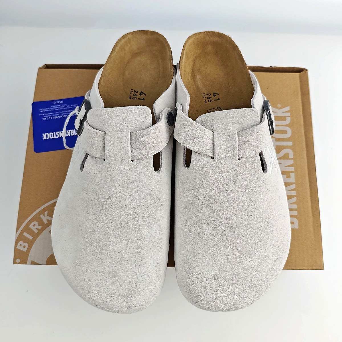 Birkenstock Boston X Stussy Suede Footbed Clog White Women's and