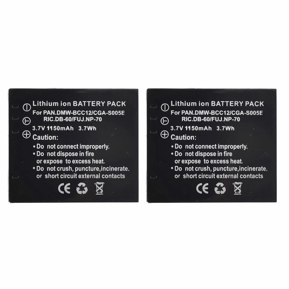 2pk BP-DC4 Ricoh DB-60 Replacement Battery for Leica C-LUX1 D-LUX2 D-LUX3 D-LUX4 - Image 2 of 4