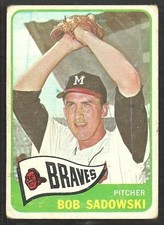 Milwaukee Braves Bob Sadowski 1965 Topps Baseball Card #156 good