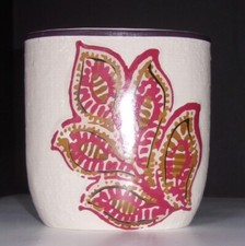 Two-Sided Ceramic Leaf Print and Flower Print Toothbrush Holder 4"