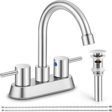 Bathroom Sink Faucet 4 Inch 2 Handle Lavatory Brushed Nickel Vanity Faucets