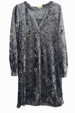 Mystree Dress Whimsigoth Floral Crushed Velvet Fairycore Mini V Neck Blue S