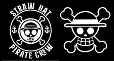 2 Pack One Piece Luffy Straw Hat Pirate Vinyl Graphic Decal Car Truck Windows