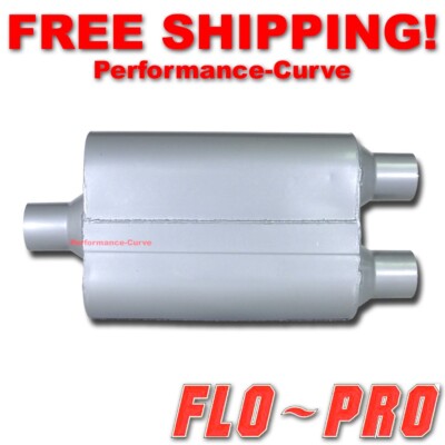 FLO-PRO Super V Two Chamber Muffler - 2.25" Center Inlet / Dual Outlet, 19" Overall, Aggressive Tone