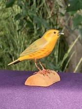 Precious GOLD FINCH House New World Warbler Common Yellowthroat Bird OOAK ❤️sj8m