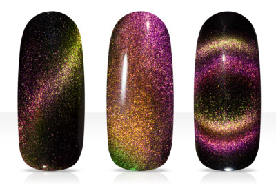 Jolifin LAVENI Shellac Gellack - Cat-Eye 9D FlipFlop pink & green 10ml