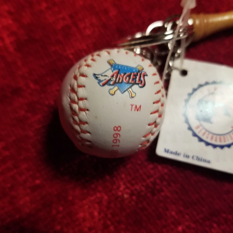 Los Angeles Angeles Keychain Baseball & Bat. 1" Ball & 3" Bat. Licensed MLB - Image 2 of 4