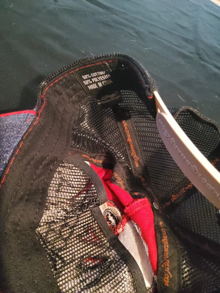 Y2k Don Ed Hardy muerte o gloria calavera rojo snapback sombrero de camionero de colección Foto 2 de 4