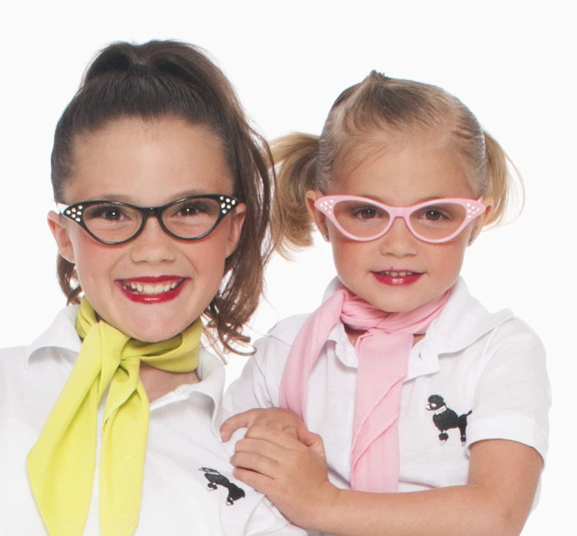 Loja hip hop anos 50 óculos olho de gato infantil saia poodle acessório fantasia Halloween - Imagem 2 de 2