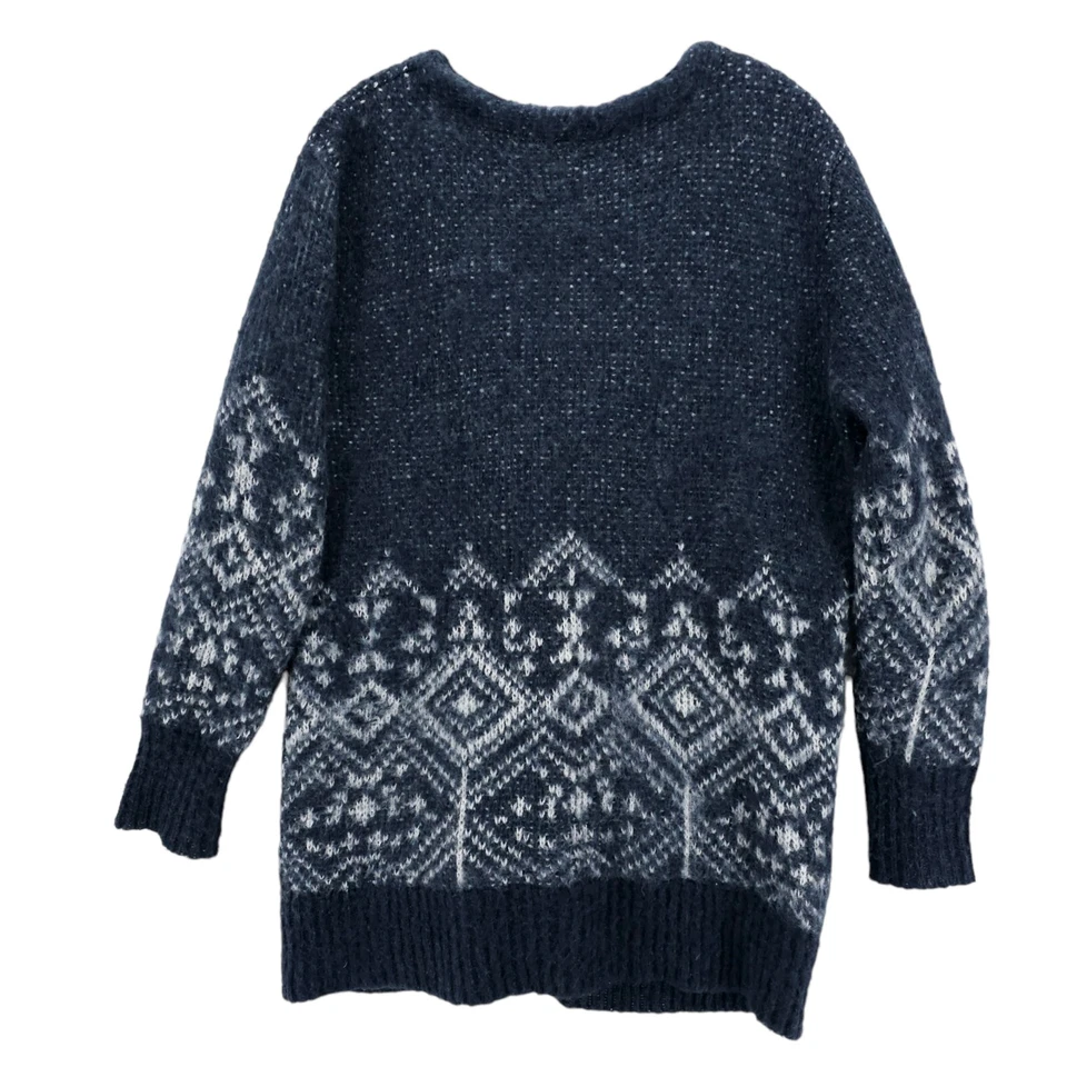 Cárdigan FREE PEOPLE Azul Blanco Nórdico Acogedor Difuso Talla XS De Gran Tamaño Foto 3 de 4