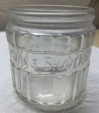 Vintage Krank's Shave Kreem Thick Glass Jar Embossed & Ribbed Detail Of 1950's